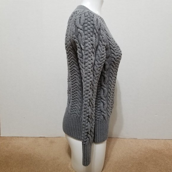 Moda International sweater Large chunky pullover v-neck cable knit cotton VS - Picture 4 of 10